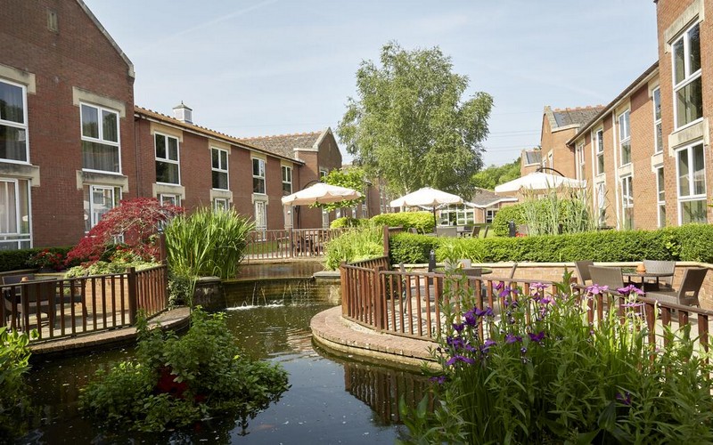coldra court hotel terrace pond